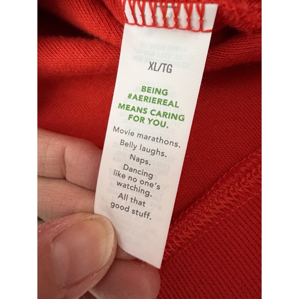 Aerie Hometown Holiday Quarter Zip Sweatshirt Red Sherpa Tribal Sz XL‎ - Picture 5 of 8